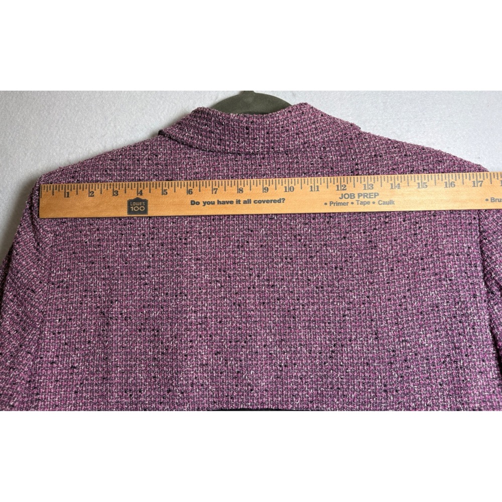 Kasper Womens Size 14 Purple Tweed Skirt Suit Blazer Set Contrast Piping Flounce - Picture 9 of 16